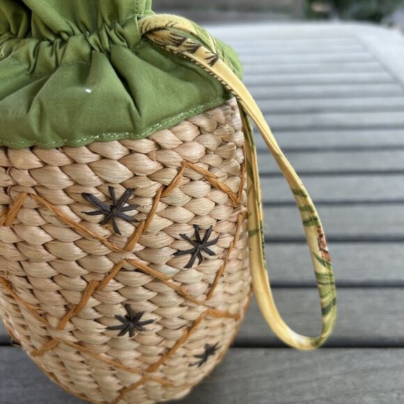 Gymboree Wicker Rattan  Pineapple Drawstring Mini Bag Purse - Picture 7 of 9